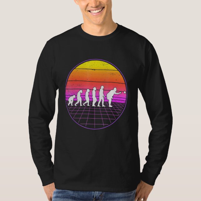 Boccia Evolution Vaporwave 70s Boule Petanque Bocc T-Shirt (Front)