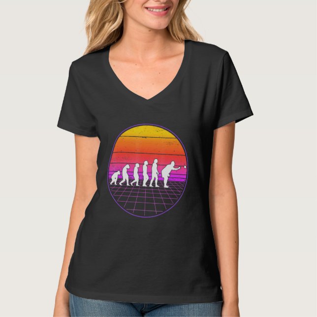 Boccia Evolution Vaporwave 70s Boule Petanque Bocc T-Shirt (Front)