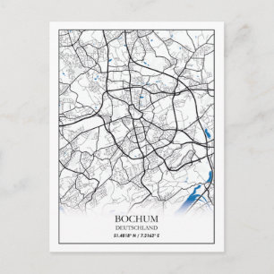 Bochum Deutschland City Map Travel Simple Minimal Postcard