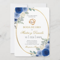 Boda de oro con flor azul