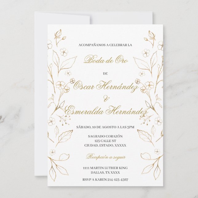 Boda de oro editable invitation (Front)