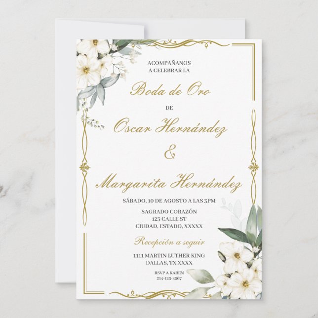 Boda de oro elegante editable invitation (Front)