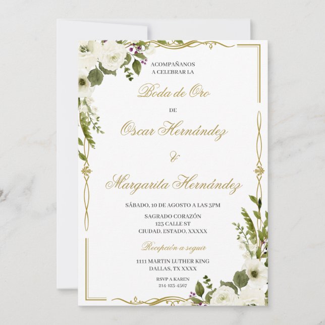 Boda de oro elegante editable invitation (Front)
