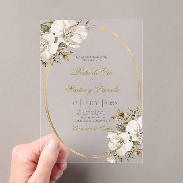 boda de oro rustica acrilico acrylic invitations (Insitu (Handheld))