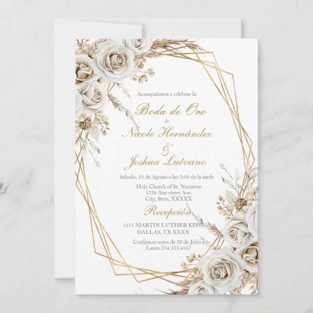 Boda de oro wedding invitation (Front)