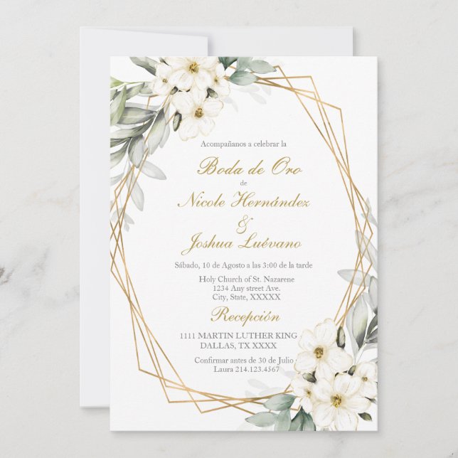 Boda de oro wedding invitation (Front)