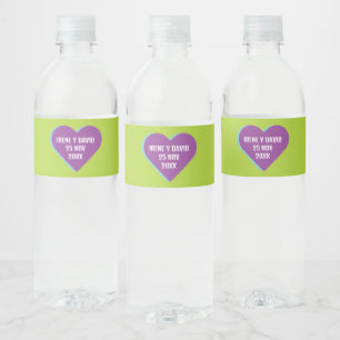 Boda festival music - Corazón Retro Lima Lila Water Bottle Label