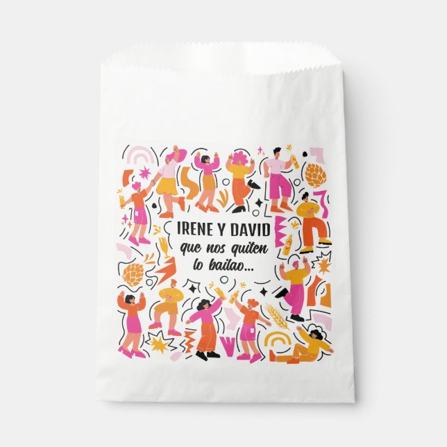 Boda Festivalale - Baile Disco - Orange and Pink Favour Bags (Front)