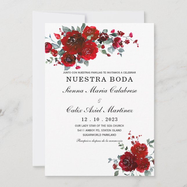 Boda Negro y Rojo Invitation (Front)