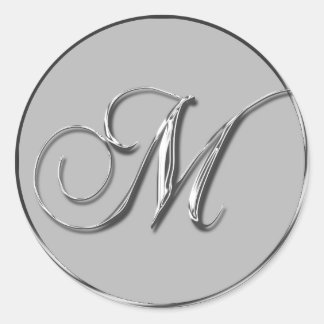 Bodas De Plata Formal Sello Monograma Classic Round Sticker