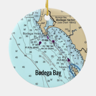 Bodega Bay CA Chart Ceramic Tree Decoration