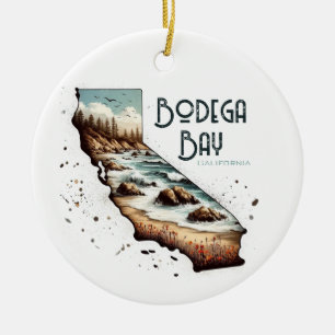 Bodega Bay California Souvenir Gift Ceramic Tree Decoration