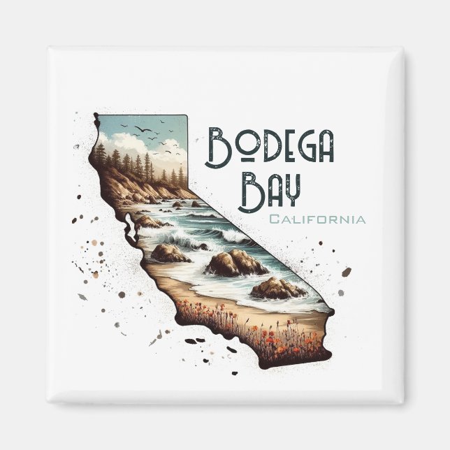 Bodega Bay California Souvenir Gift Magnet (Front)