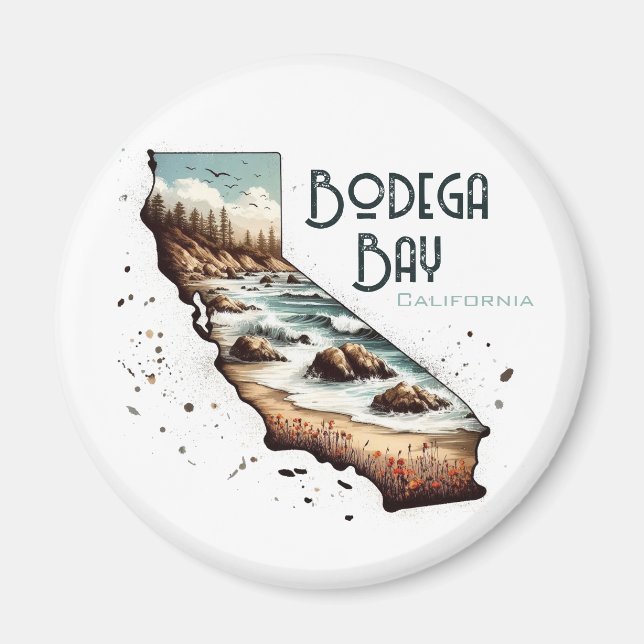 Bodega Bay California Souvenir Gift Magnet (Front)