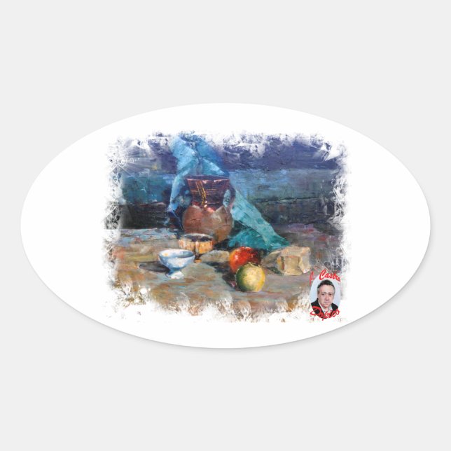Bodegón a espátula/Natureza morta/Still life Oval Sticker (Front)