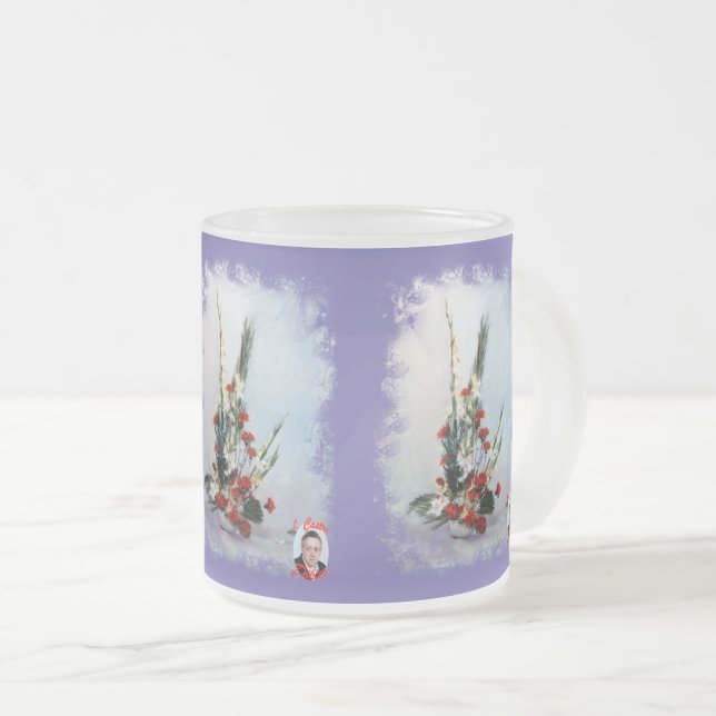 Bodegón de flores frosted glass coffee mug (Front Right)
