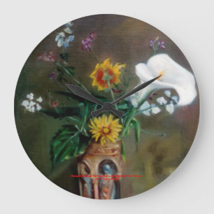 Bodegón de flores/Still life of flowers Large Clock