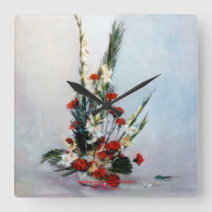 Bodegón of flowers/Still life of flowers Square Wall Clock