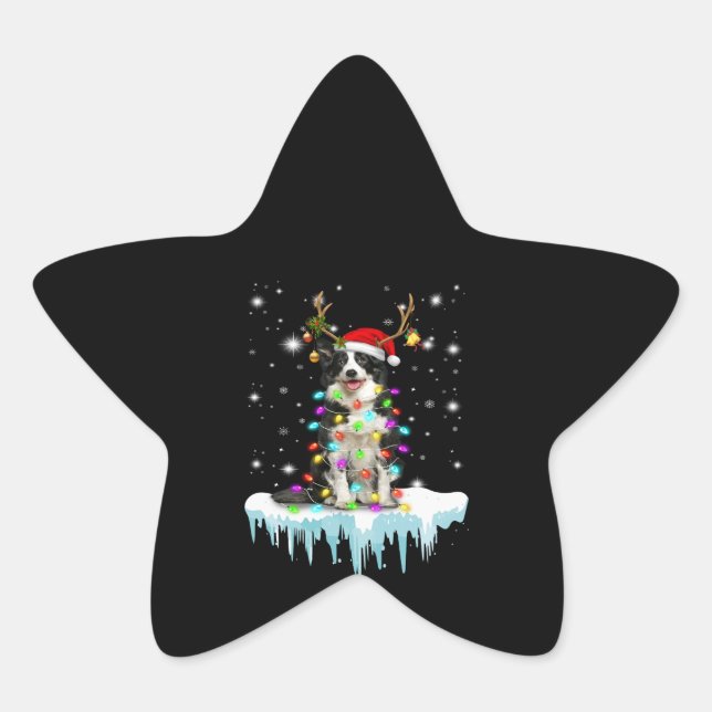 Boder Colline Reindeer Christmas Present Star Sticker (Front)
