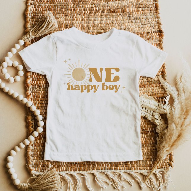 BODHI Boho Sun One Happy Boy 1st Birthday Baby T-Shirt (Creator Uploaded)