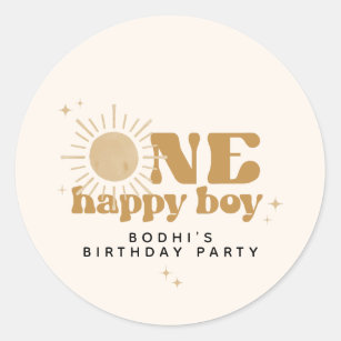 BODHI One Happy Boy First Trip Around Sun Birthday Classic Round Sticker
