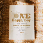 BODHI One Happy Boy First Trip Around Sun Birthday Invitation<br><div class="desc">Calling all free spirits! Join us as we celebrate 'One Happy Boy' and his bohemian sun first birthday with our groovy invitation. Bursting with vibrant colours and retro fonts, this invite sets the stage for an unforgettable celebration. Get ready for a day of sunshine, smiles, and good vibes. This one...</div>