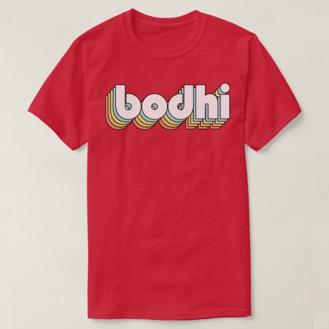 Bodhi Retro Rainbow Typography Faded Style T-Shirt (Design Front)