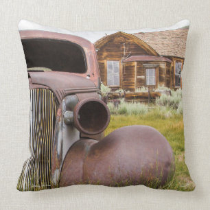 Bodie Ghost Town Abandoned Rusted Car Close Up Cushion