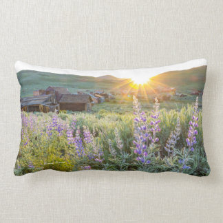 Bodie Ghost Town Lupines at Sunset Lumbar Cushion