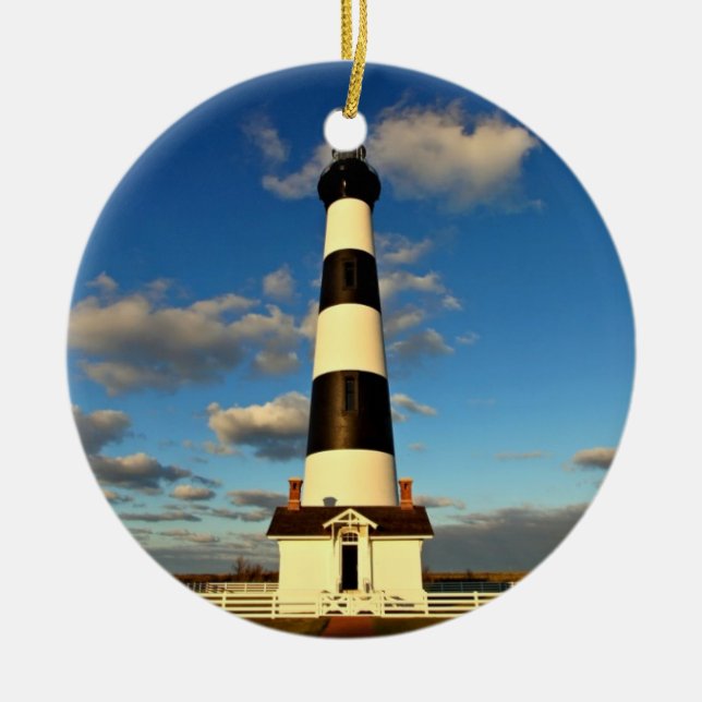 Bodie Island Lighthouse Ceramic Tree Decoration (Front)