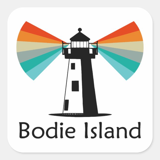 Bodie Island Lighthouse North Carolina Rainbow Square Sticker (Front)