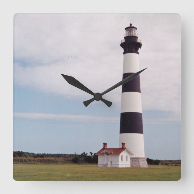 Bodie Island Lighthouse Square Wall Clock (Front)