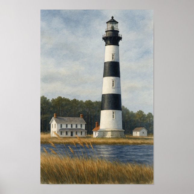 Bodie Island Lighthouse Watercolor Poster (Front)