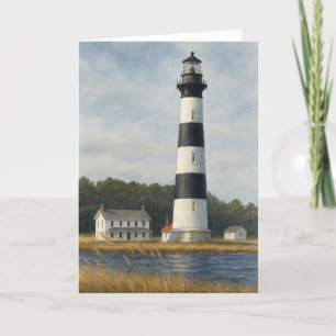 Bodie Island Lighthouse Watercolor Thank You Card