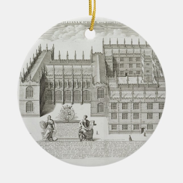 Bodleian Library, Oxford, from 'Oxonia Illustrata' Ceramic Tree Decoration (Front)