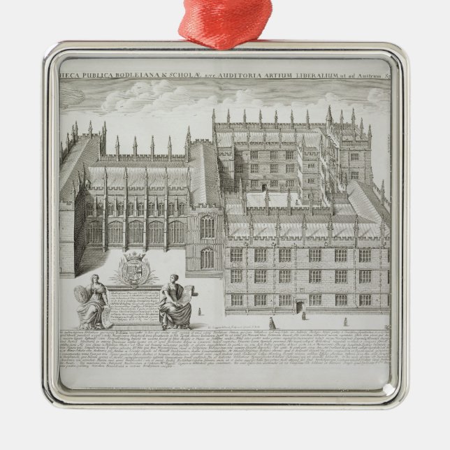 Bodleian Library, Oxford, from 'Oxonia Illustrata' Metal Tree Decoration (Front)