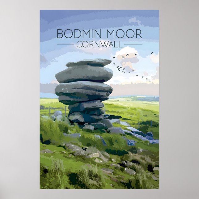 Bodmin Moor Print Cornwall Travel Poster (Front)