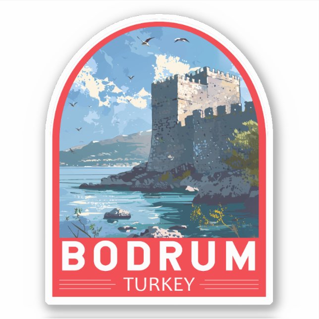 Bodrum Castle Turkey Travel Art Vintage (Front)