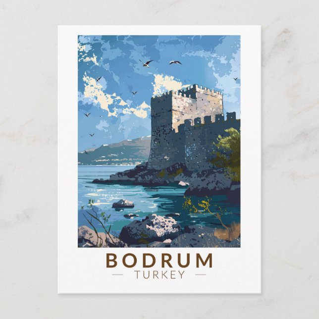 Bodrum Castle Turkey Travel Art Vintage Postcard (Front)