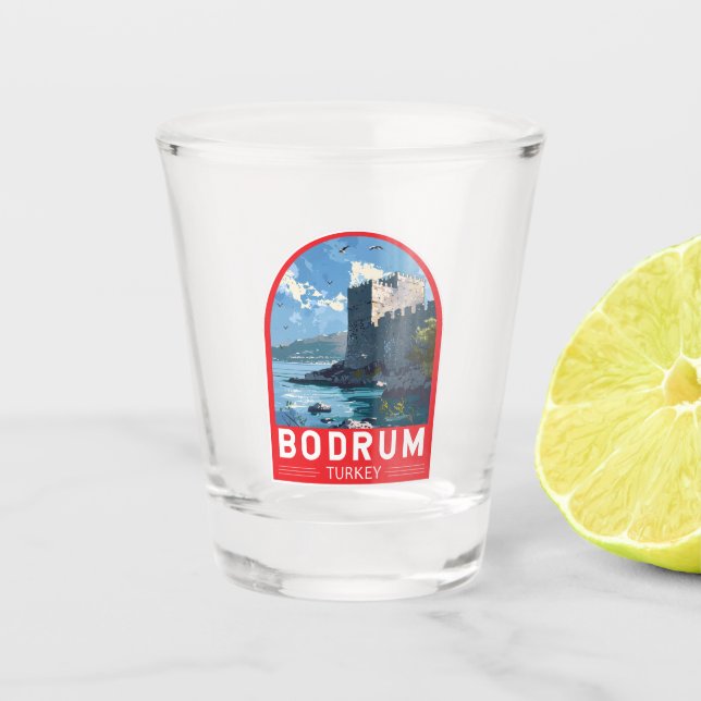 Bodrum Castle Turkey Travel Art Vintage Shot Glass (Front)