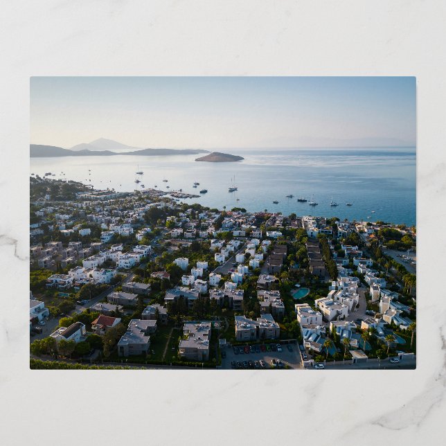 Bodrum Coast View Foil Holiday Postcard (Front)