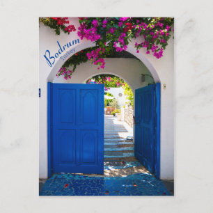 Bodrum Turkey Blue Door Postcard