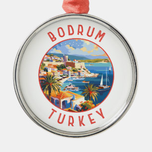 Bodrum Turkey Retro Distressed Circle Metal Tree Decoration