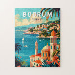 Bodrum Turkey Travel Art Vintage Jigsaw Puzzle<br><div class="desc">Bodrum retro vector travel design. Bodrum is a city on the Bodrum Peninsula,  stretching from Turkey's southwest coast into the Aegean Sea. The city features twin bays with views of Bodrum Castle.</div>