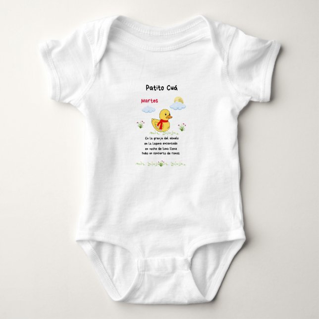 Body (3 months) I count duck on Tuesday Baby Bodysuit (Front)