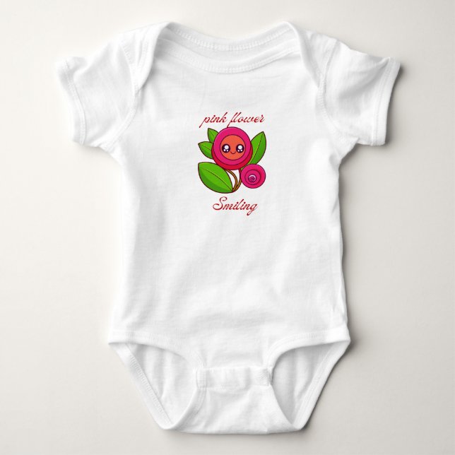 body babysuite Smiling pink flower Baby Bodysuit (Front)