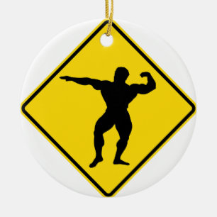 "Body Builder 1" design Ceramic Tree Decoration