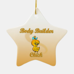 Body Builder Chick Ceramic Tree Decoration