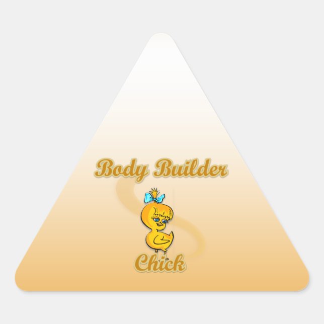 Body Builder Chick Triangle Sticker (Front)