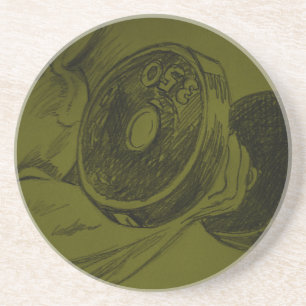 Body Building Fitness Pencil Sketch Coaster